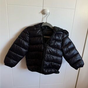 Black Puffer Jacket with Quilted Design